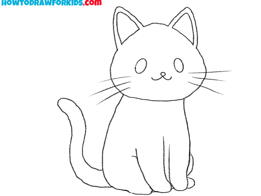 how to draw a black cat for kids