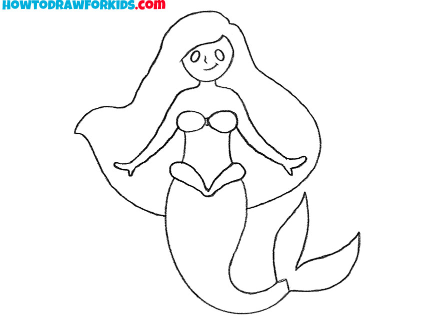 how to draw a cartoon mermaid