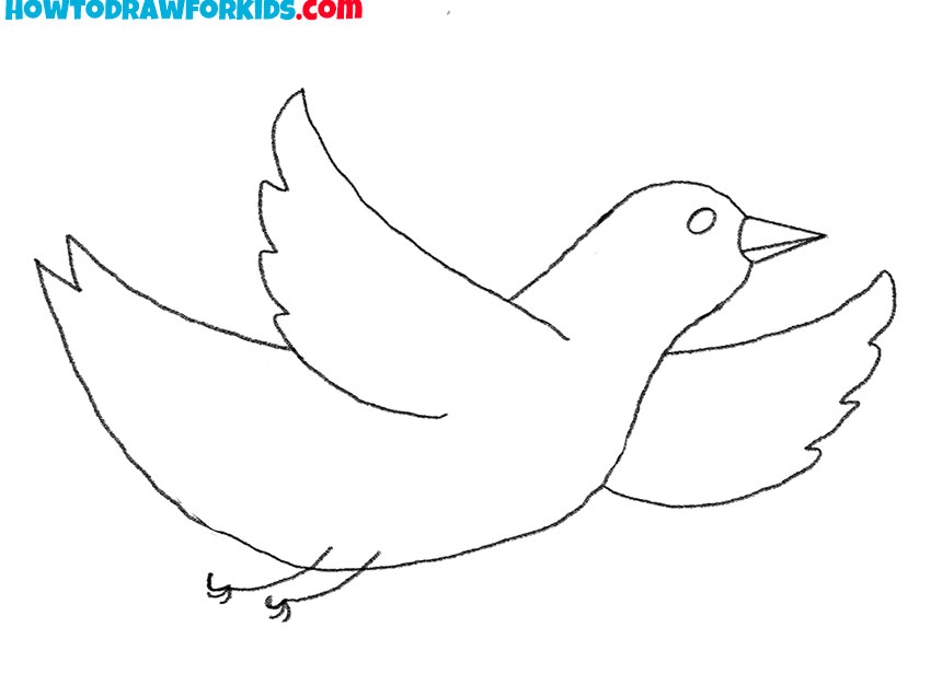 how to draw a cute cartoon bird flying