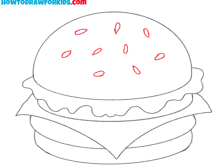 how to draw a cute cartoon hamburger