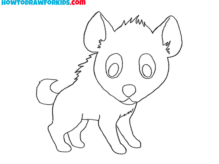 how to draw a hyena for kids