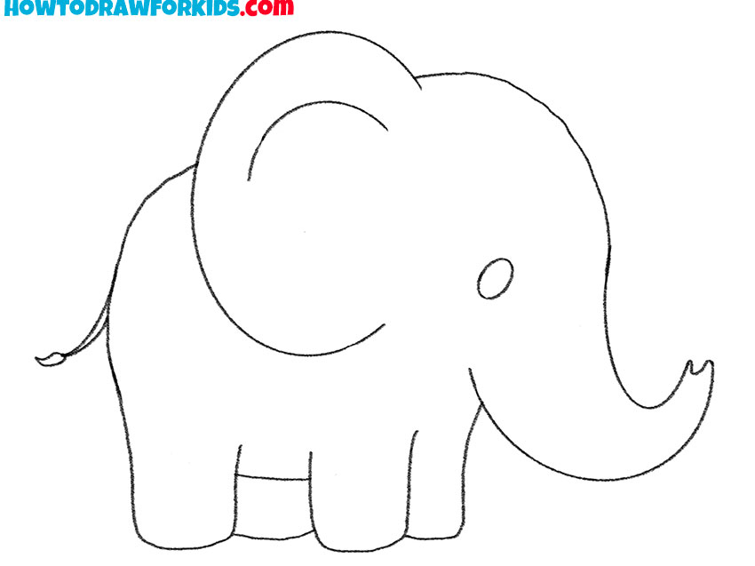 how to draw an elephant easy cartoon