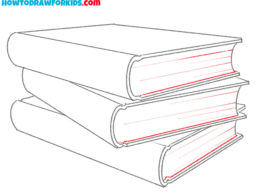 stacked books drawing guide
