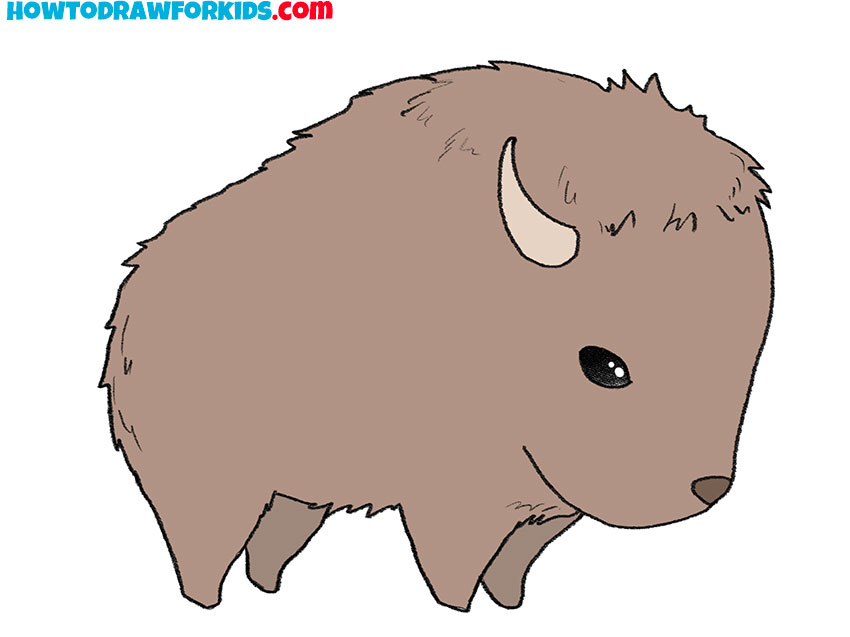 cute bison drawing