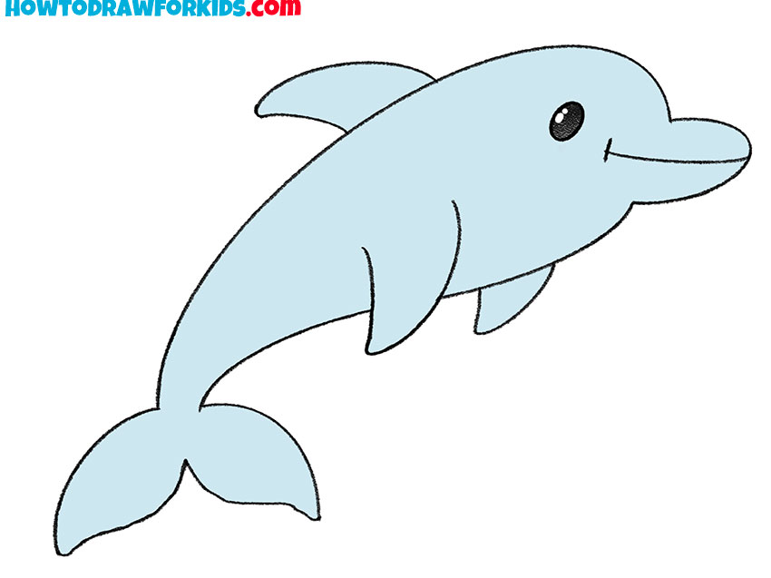 how to draw a cute baby dolphin