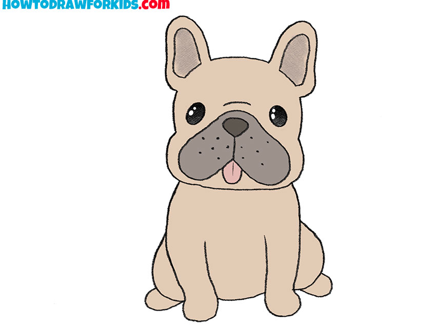 how to draw a french bulldog for kindergarten
