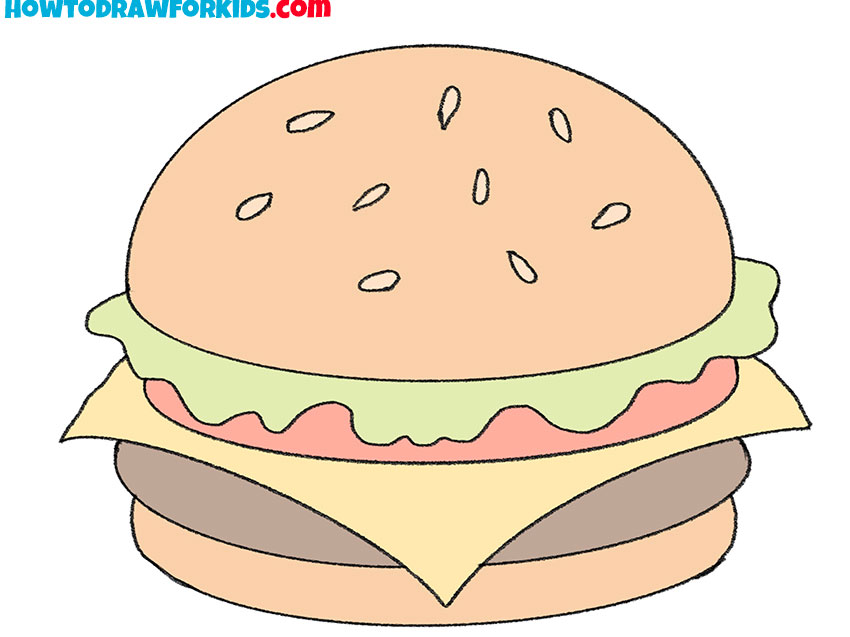 how to draw a hamburger realistic