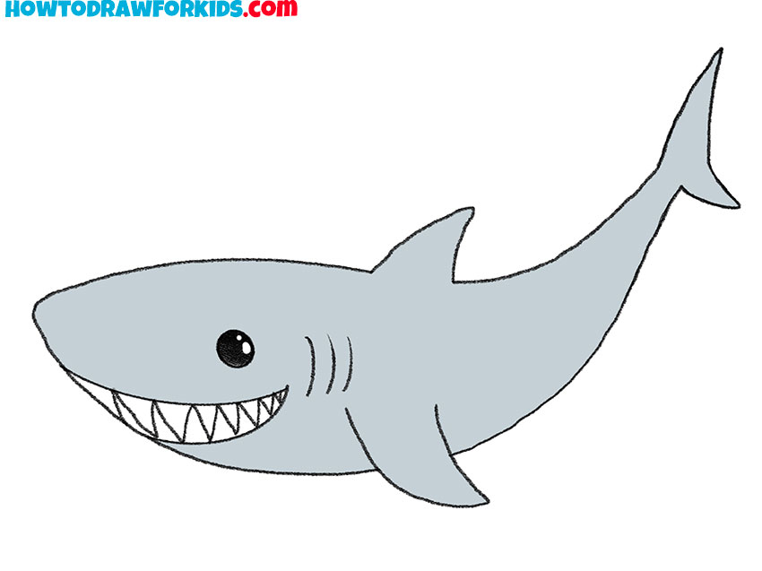 How to Draw an Easy Shark Step by Step - Easy Drawing Tutorial For Kids