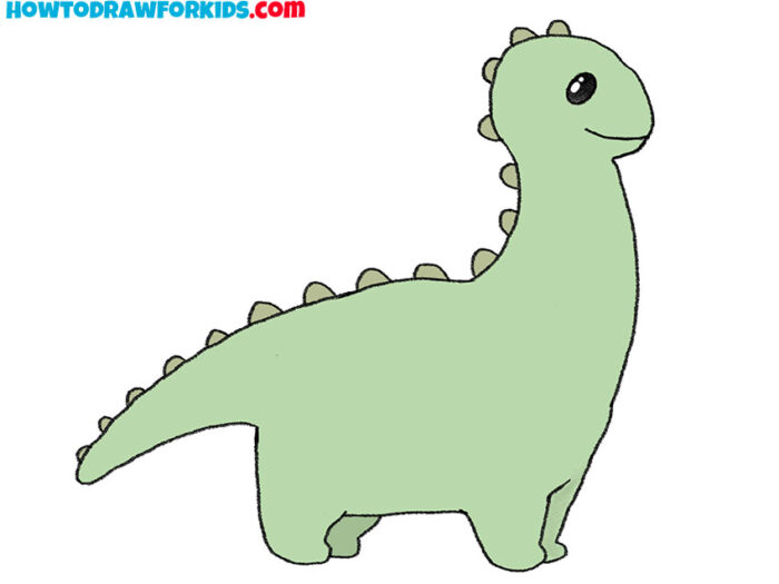 How to Draw a Cartoon Dinosaur Easy Drawing Tutorial For Kids