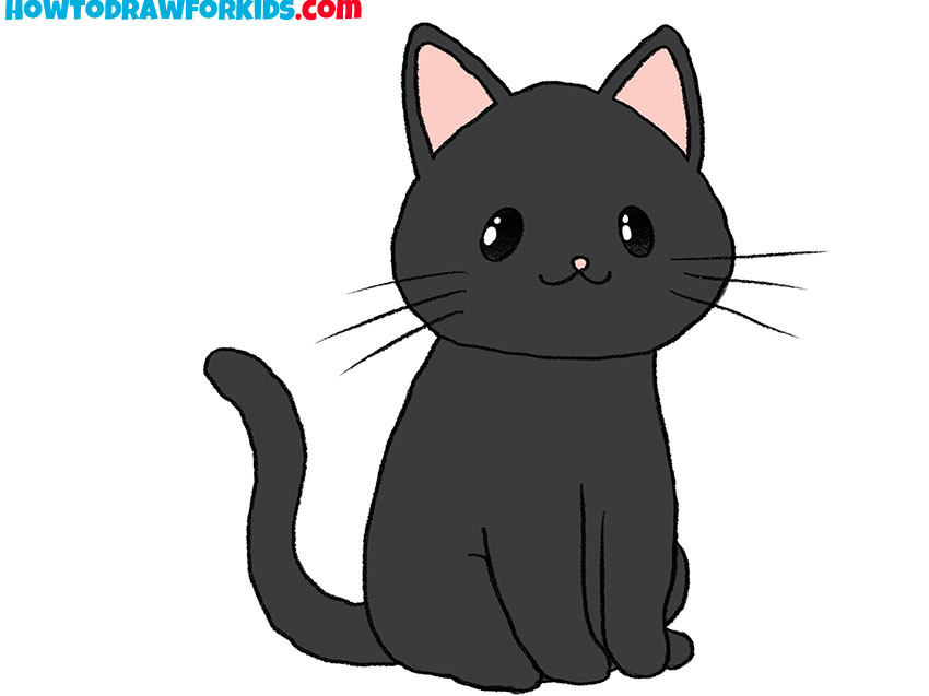 simple black cat drawing