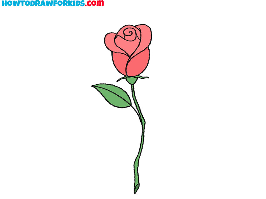 simple rose drawing for kids
