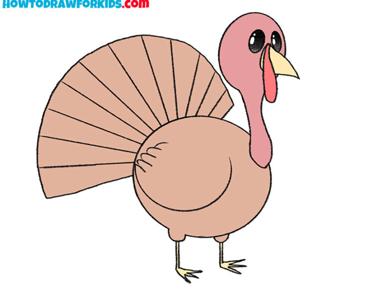 How to Draw a Simple Turkey Easy Drawing Tutorial For Kids