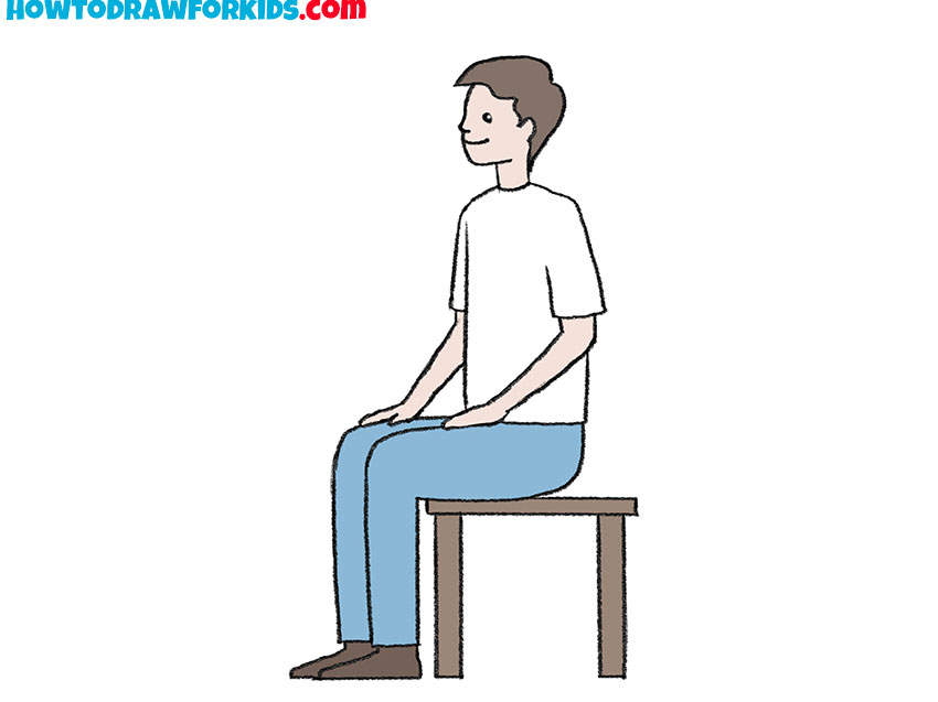 sitting person drawing for kids