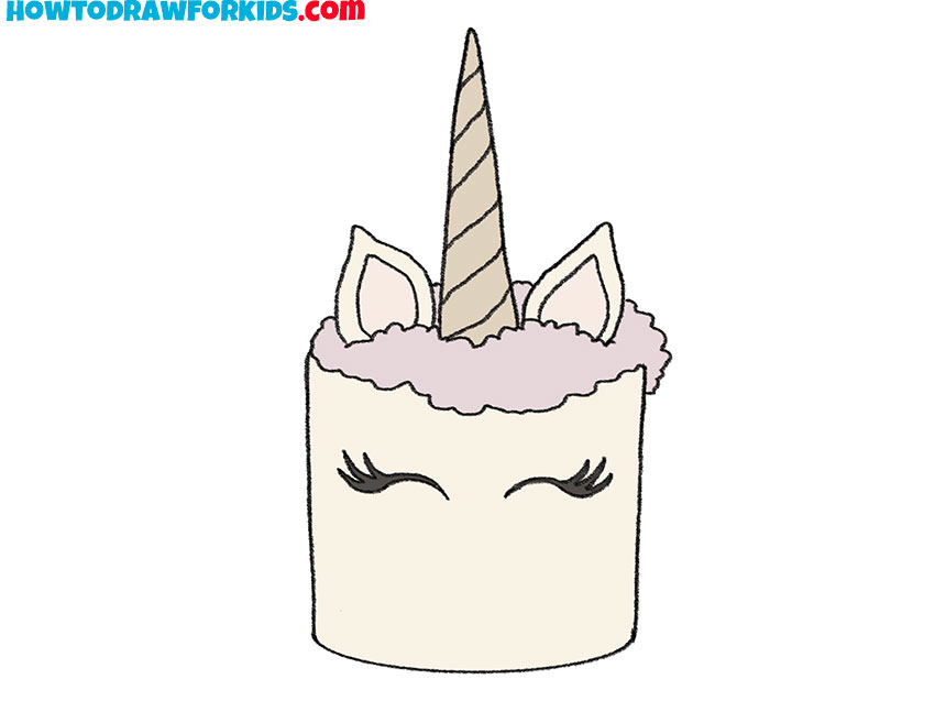 unicorn cake drawing simple