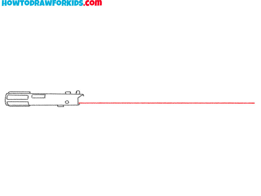 Step 5: Start drawing the main body of the lightsaber
