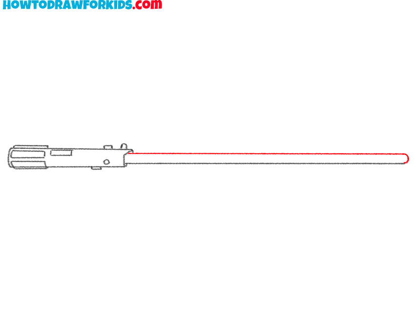 Step 6: Finish drawing the main part of the lightsaber