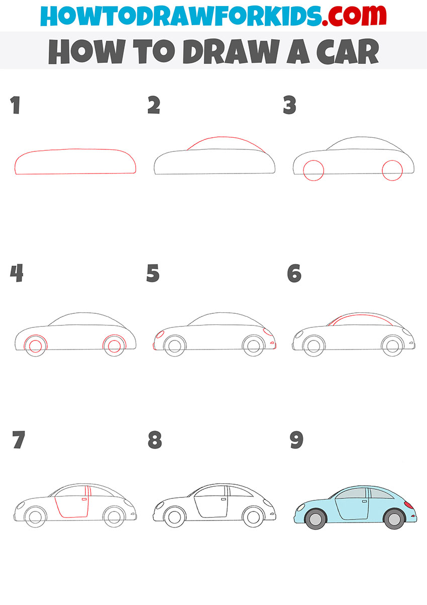 How to Draw a Car Step by Step Easy Drawing Tutorial For Kids