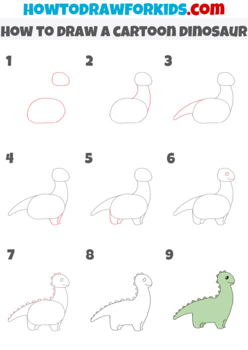 How to Draw a Dinosaur - Easy Drawing Tutorial For Kids