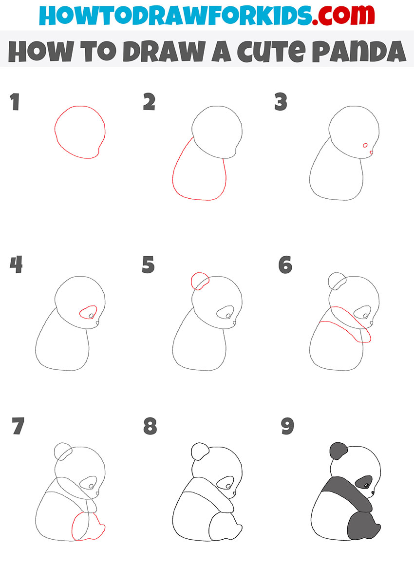 how to draw a cute panda step by step