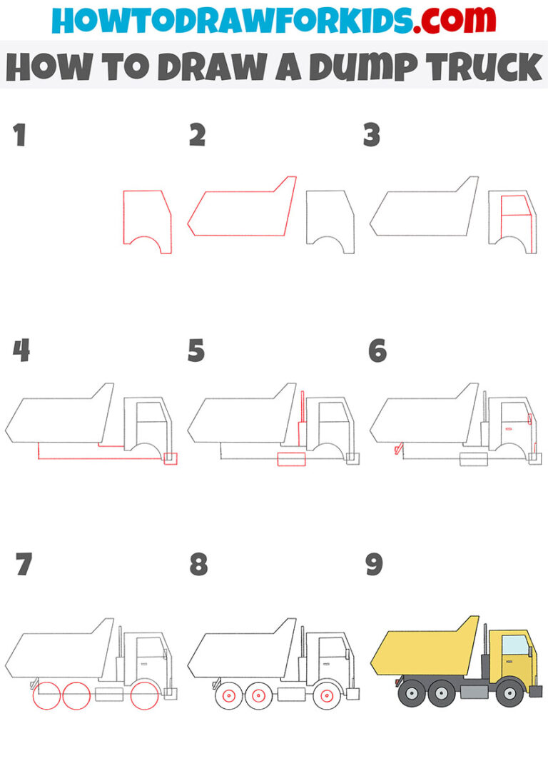 How to Draw a Dump Truck Easy Drawing Tutorial For Kids