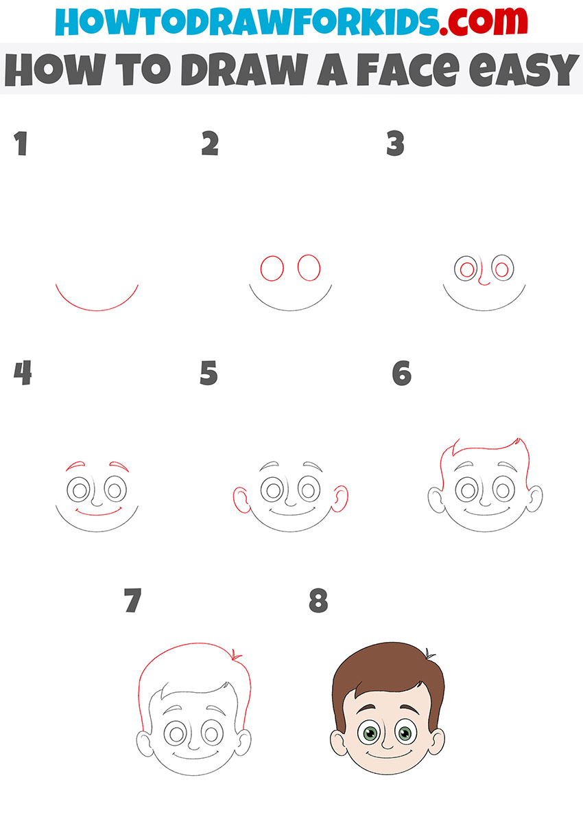 how to draw a face easy step by step
