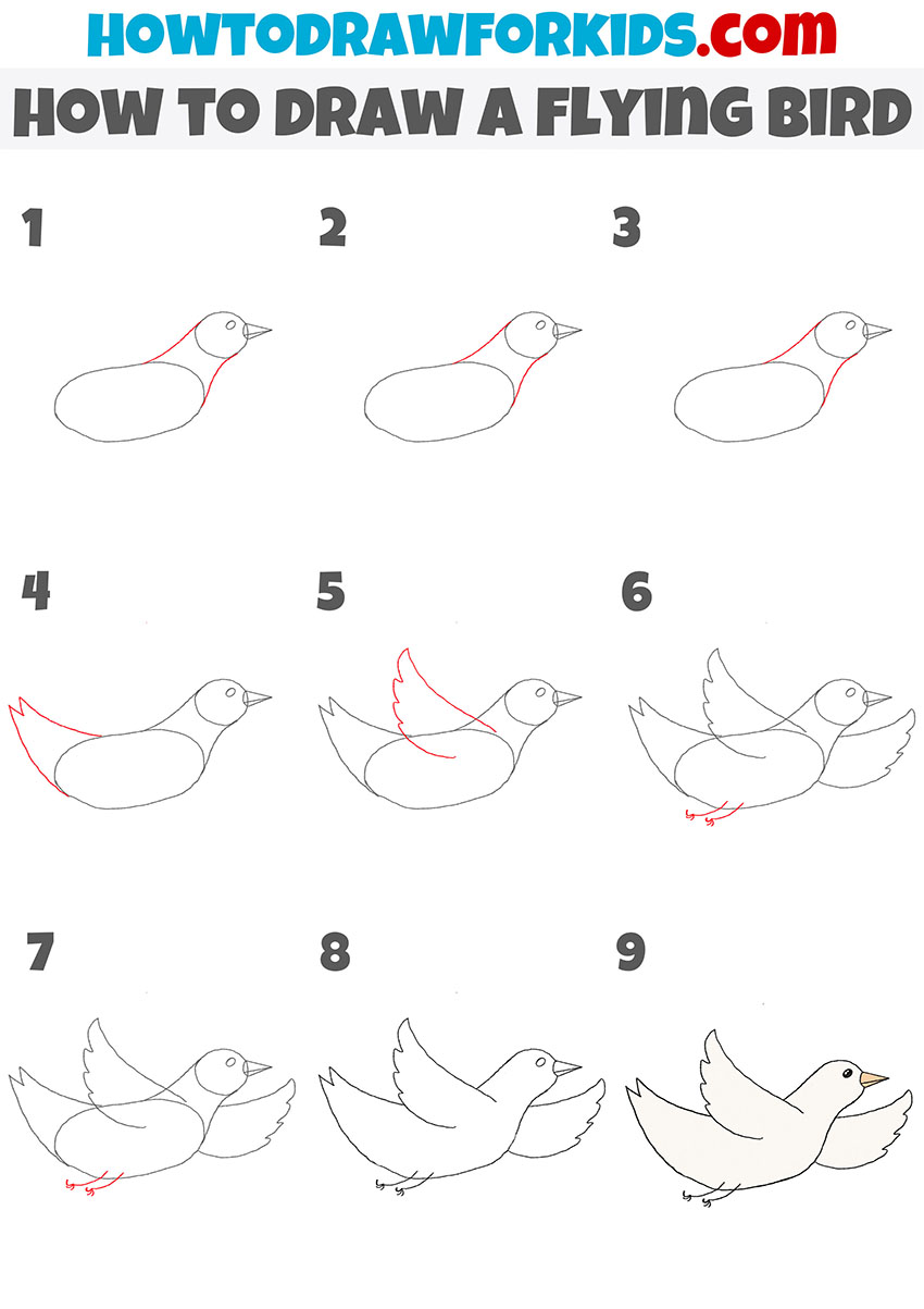 How to Draw a Flying Bird - Easy Drawing Tutorial For Kids