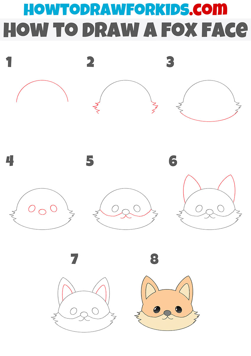 how to draw a fox face step by step