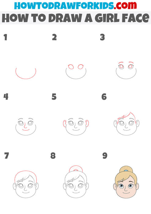 How to Draw a Girl's Face - Easy Drawing Tutorial For Kids