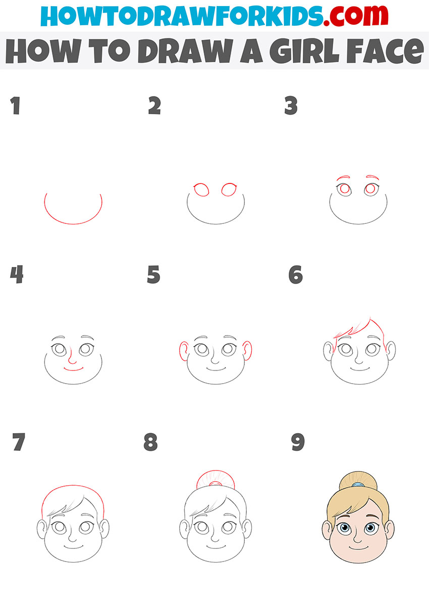 how to draw a girl face step by step
