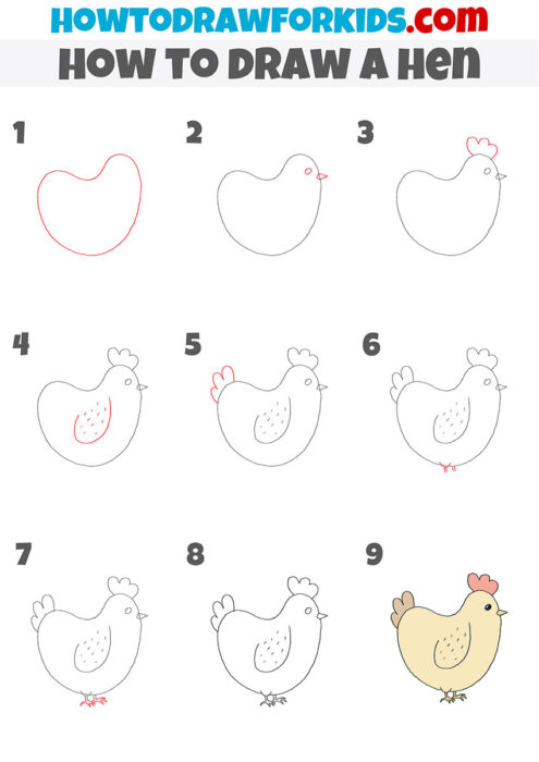 How to Draw a Hen - Easy Drawing Tutorial For Kids