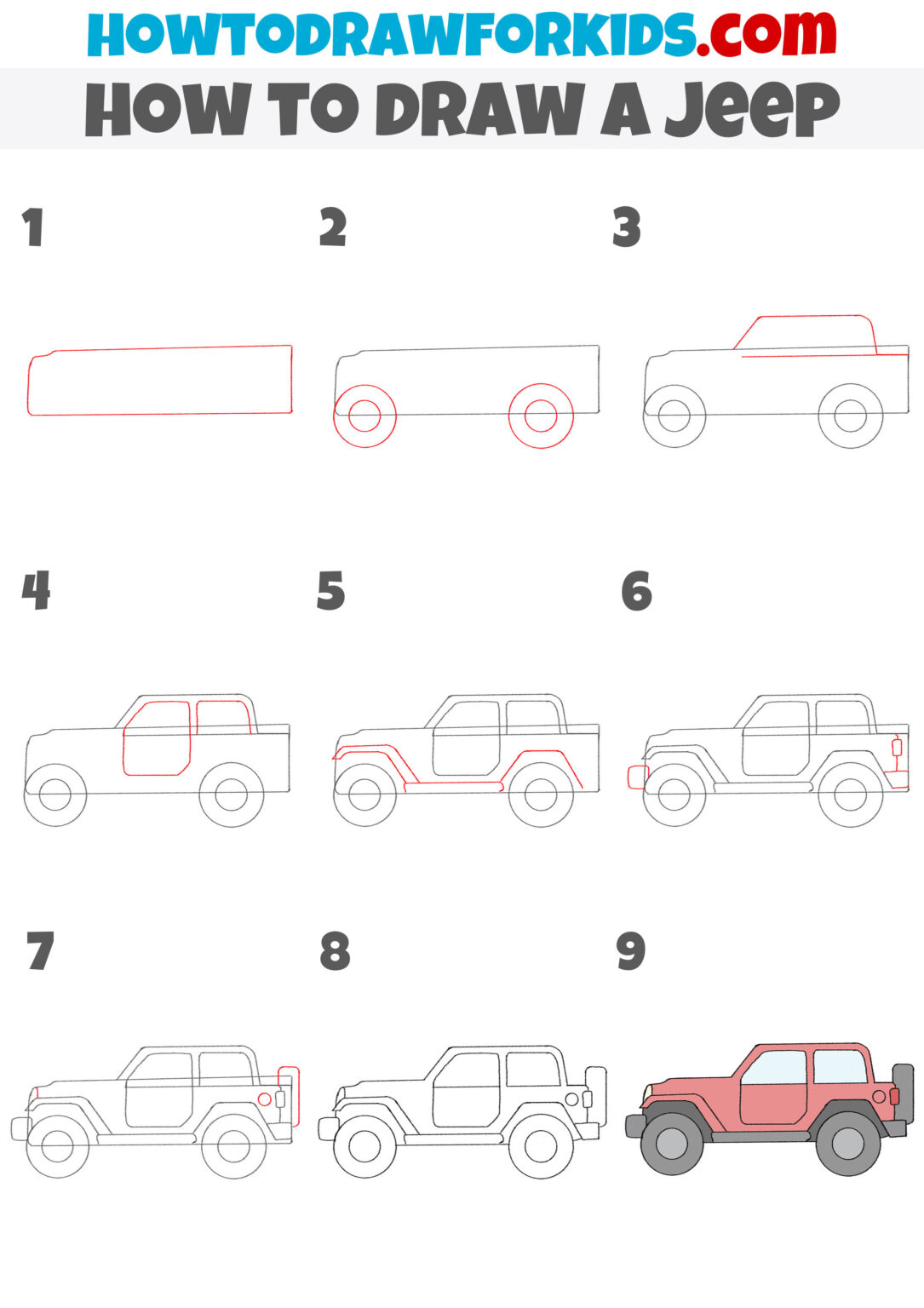 How to Draw a Jeep Easy Drawing Tutorial For Kids