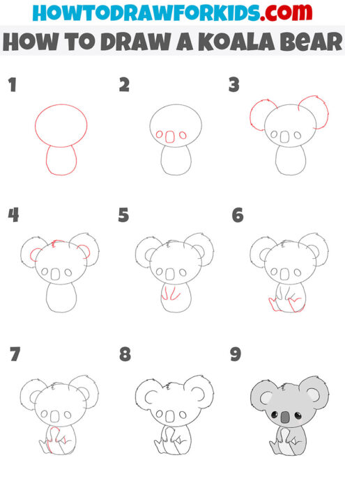 How to Draw a Koala Bear - Easy Drawing Tutorial For Kids