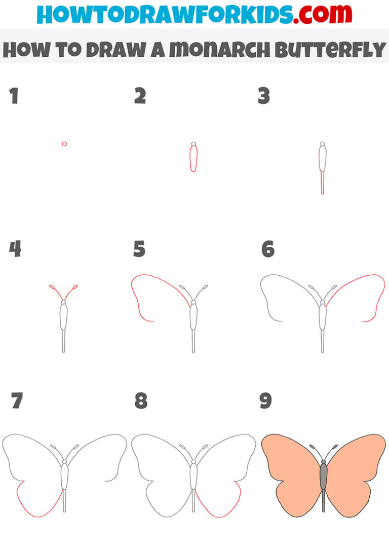 How to Draw a Monarch Butterfly Easy Drawing Tutorial For Kids