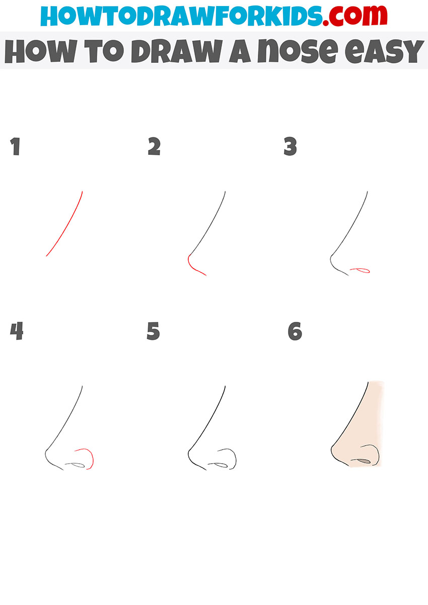 how to draw a nose easy step by step