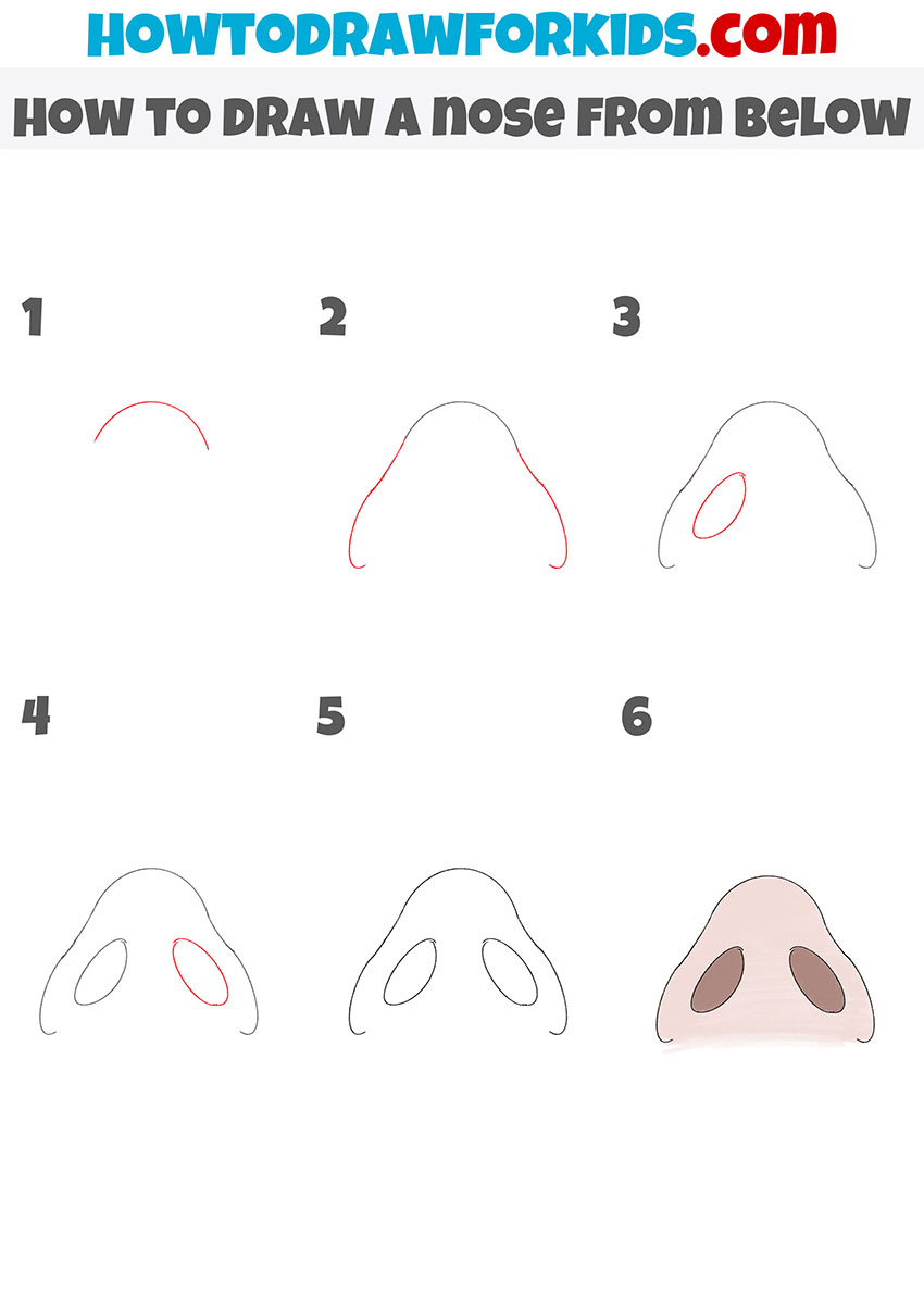 How to Draw a Nose from Below - Easy Drawing Tutorial For Kids