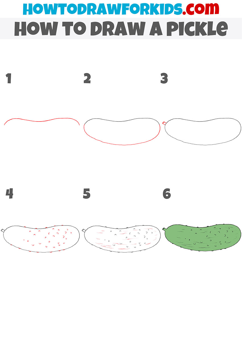 how to draw a pickle step by step