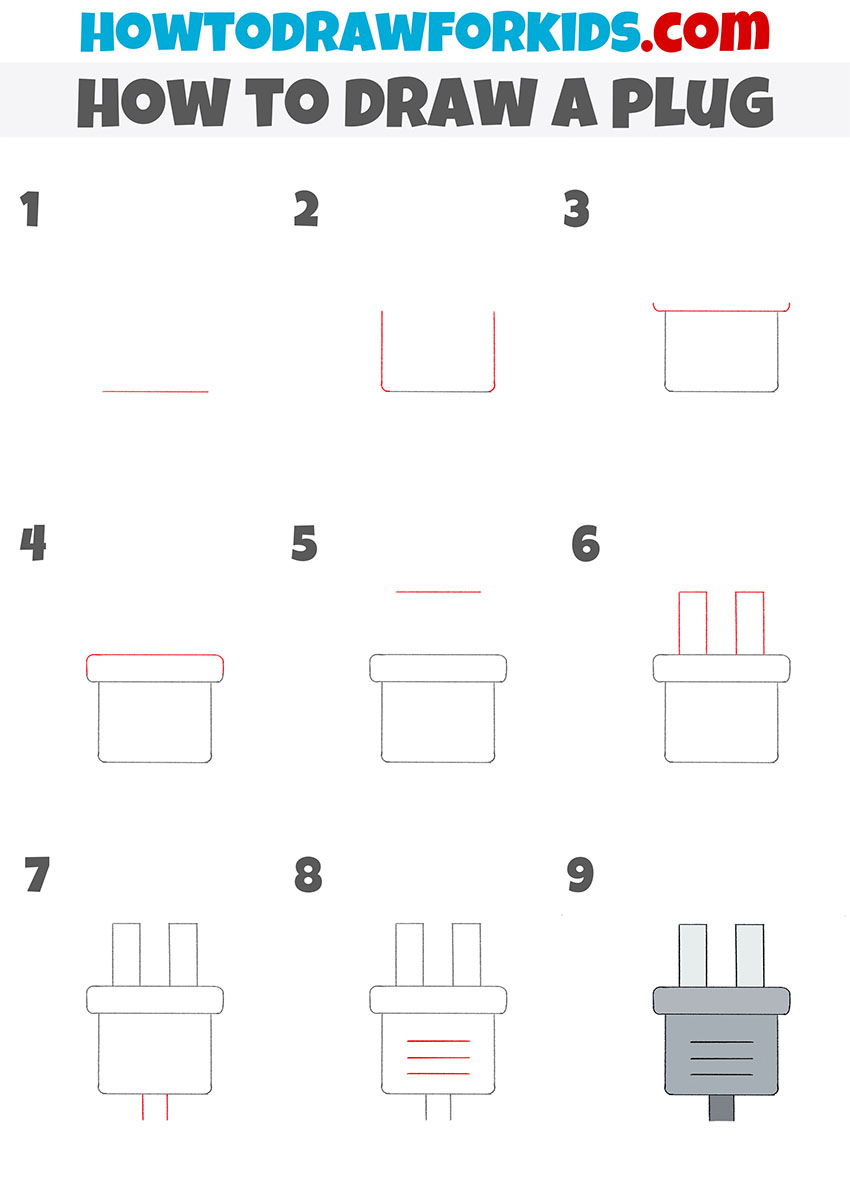how to draw a plug step by step