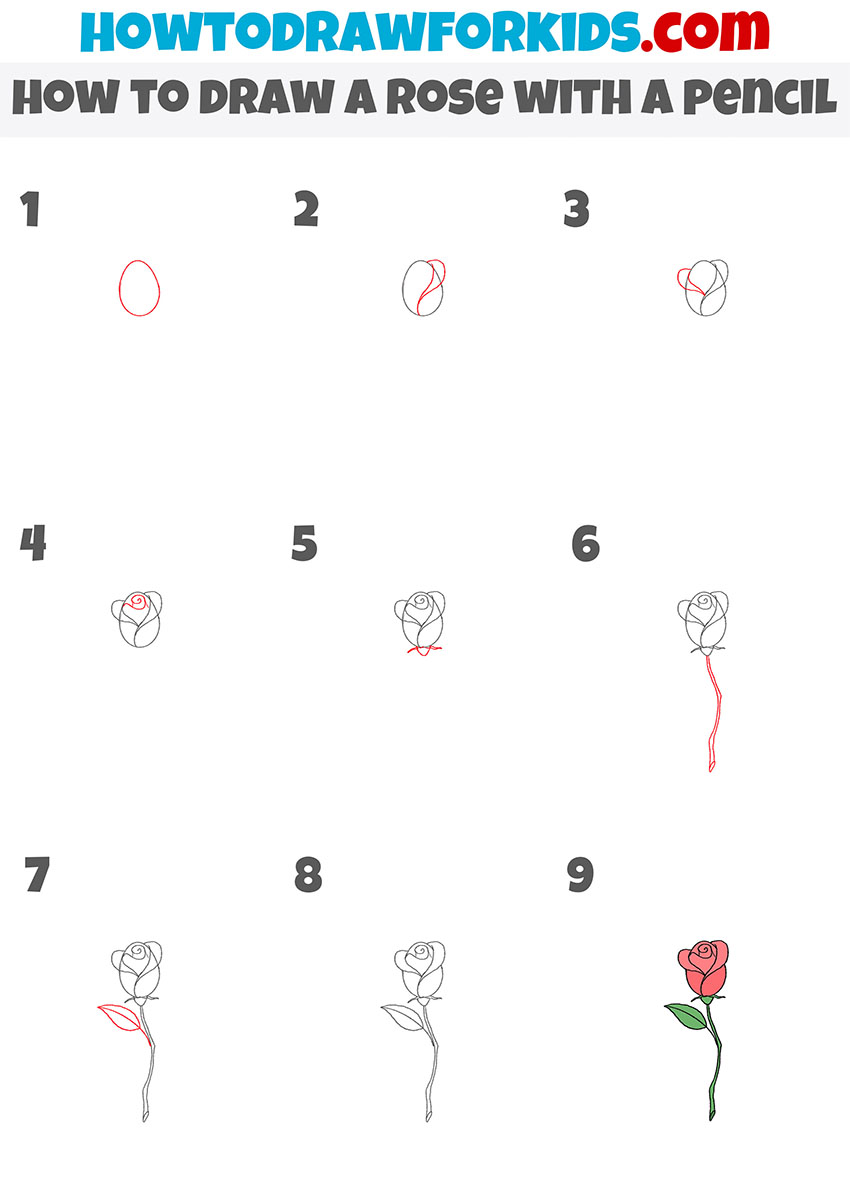 How to Draw a Rose With a Pencil Easy Drawing Tutorial For Kids