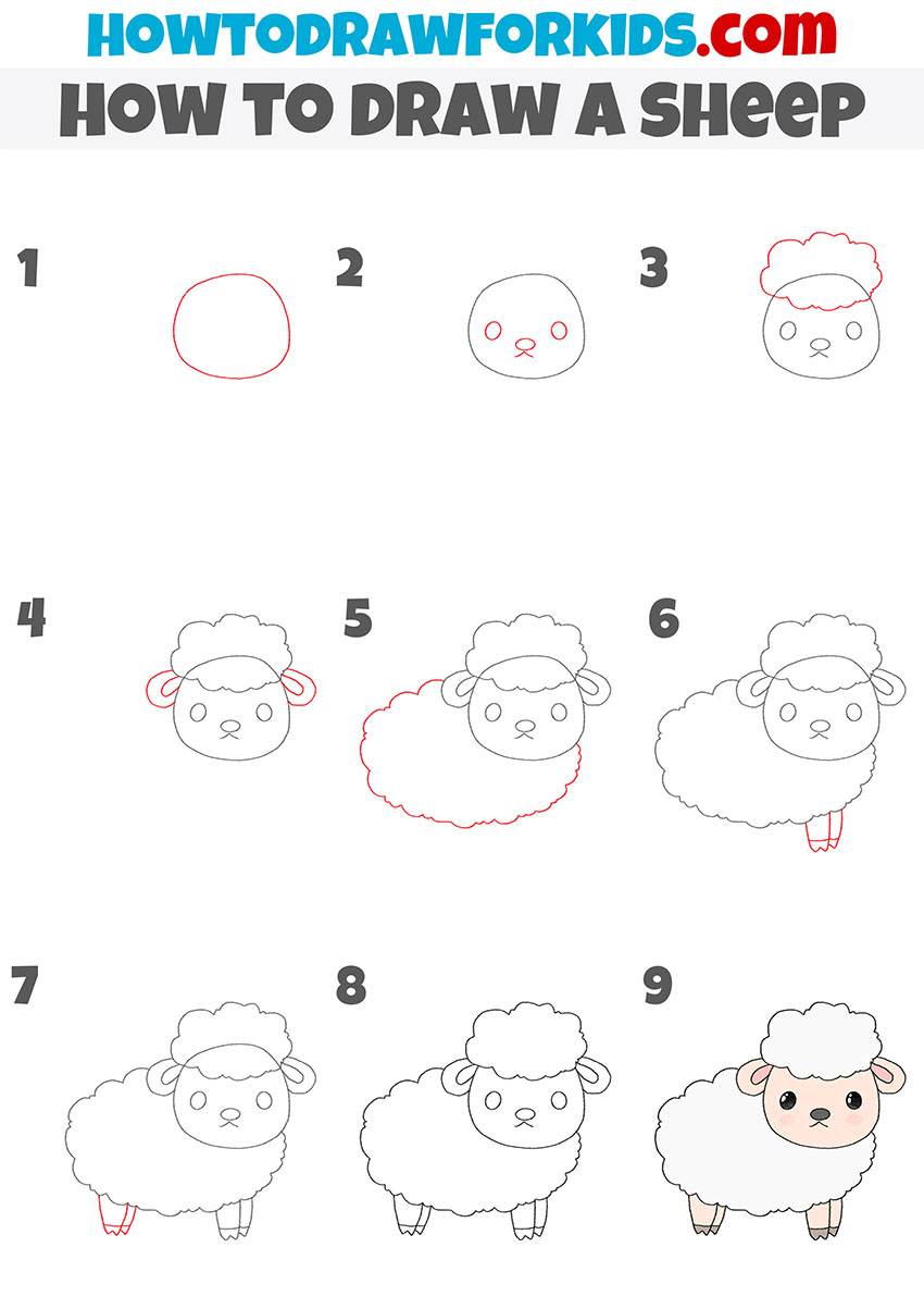 how to draw a sheep step by step