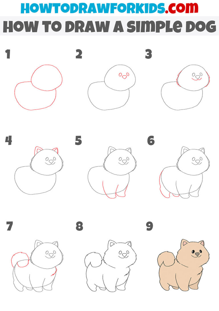 How to Draw a Simple Dog Step by Step - Easy Drawing Tutorial For Kids