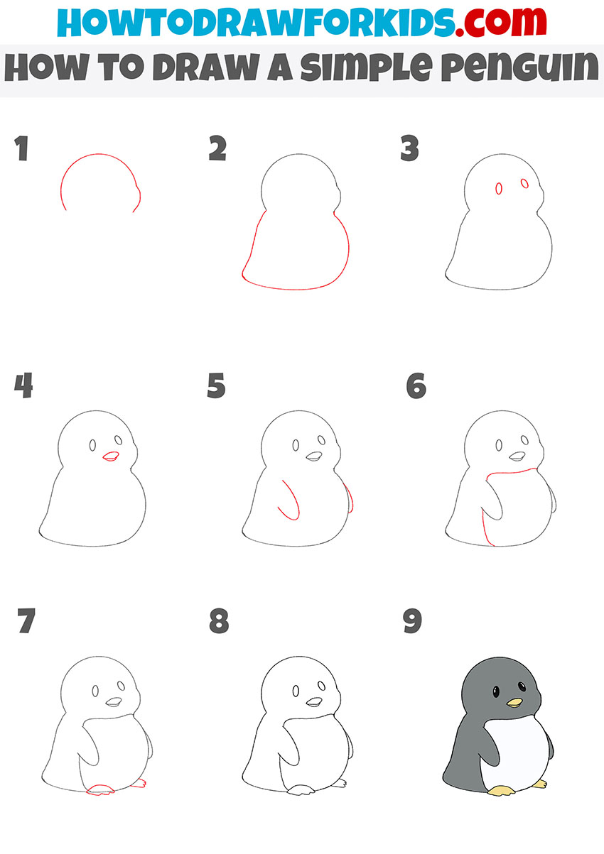 how to draw a penguin step by step