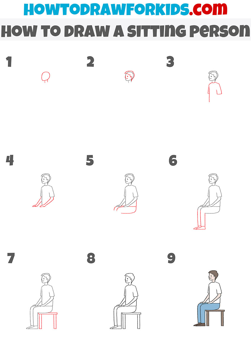 How To Draw A Sitting Person Easy Drawing Tutorial For Kids