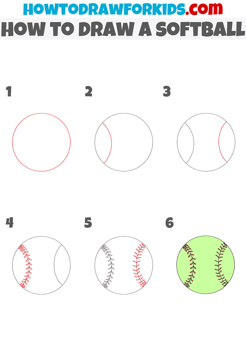 How to Draw a Softball Easy Drawing Tutorial For Kids