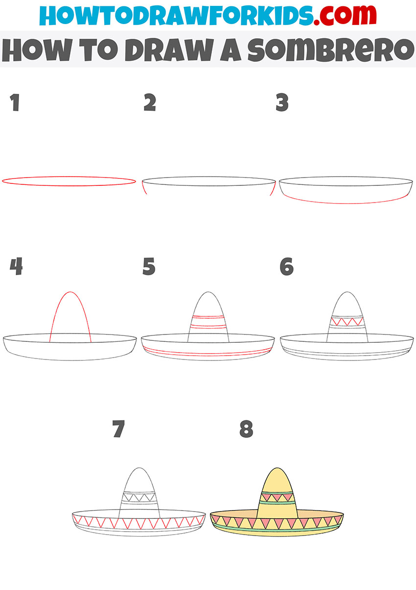 how to draw a sombrero step by step