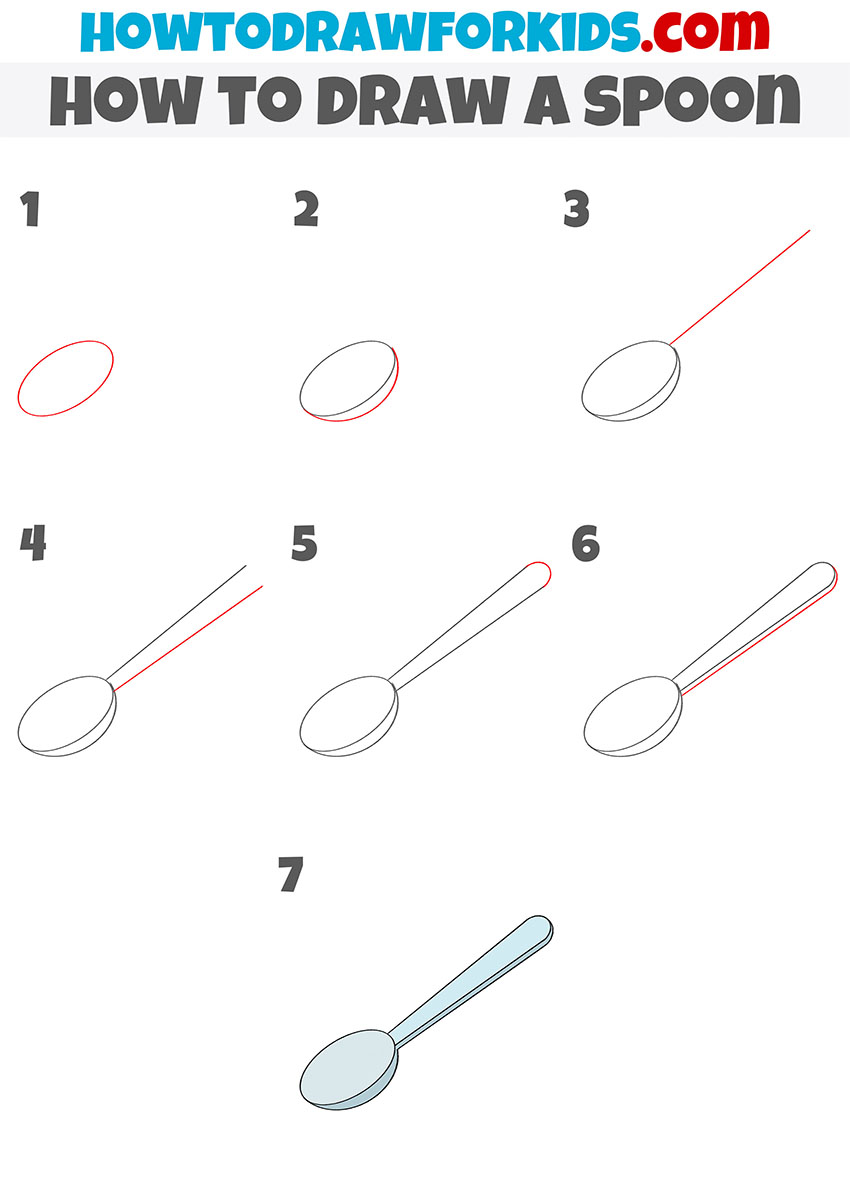 how to draw a spoon step by step