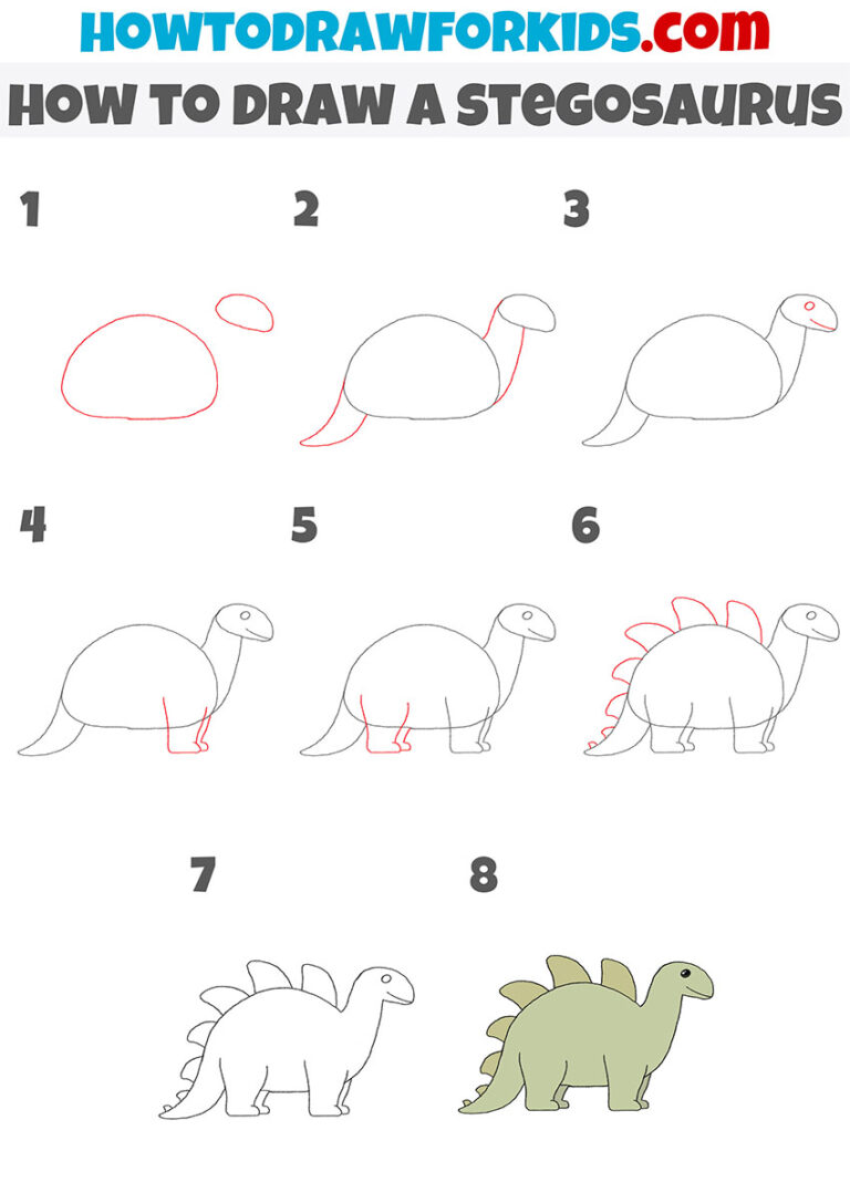 How to Draw a Stegosaurus Easy Drawing Tutorial For Kids