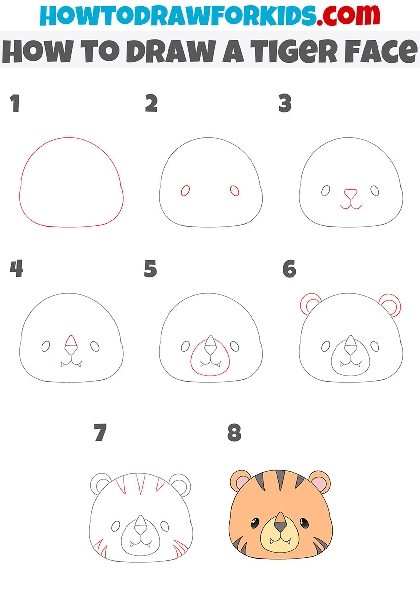 how to draw a tiger face step by step