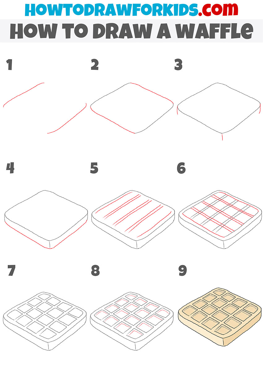 how to draw a waffle step by step