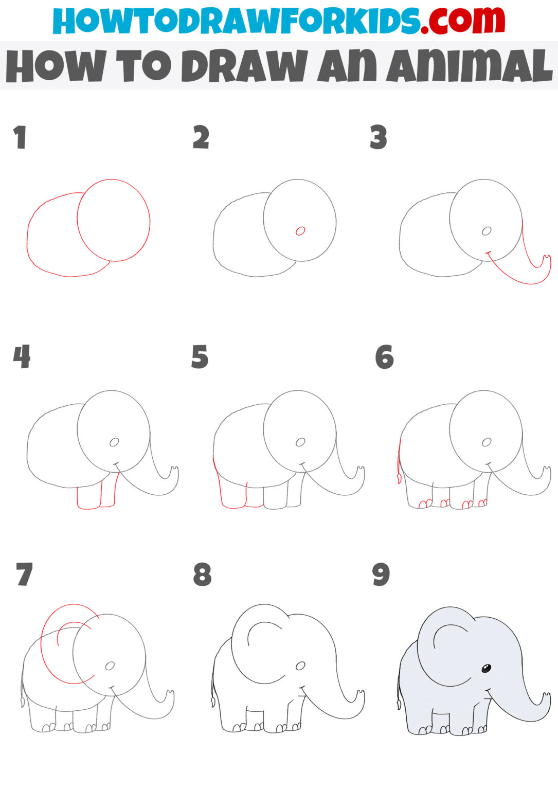 How To Draw An Animal Step By Step Easy Drawing Tutorial For Kids