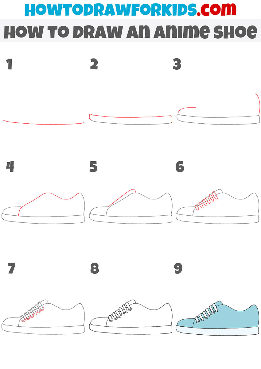 how to draw an anime shoe step by step